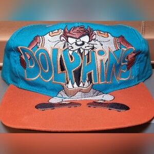 Rare VTG 90s Miami Dolphins Hat Cap Snapback NFL Looney Tunes Drew Pearson🔥